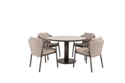 Barolo dining set terre with Sarah dining table printed ceramic top 120 cm terre - Complete Set