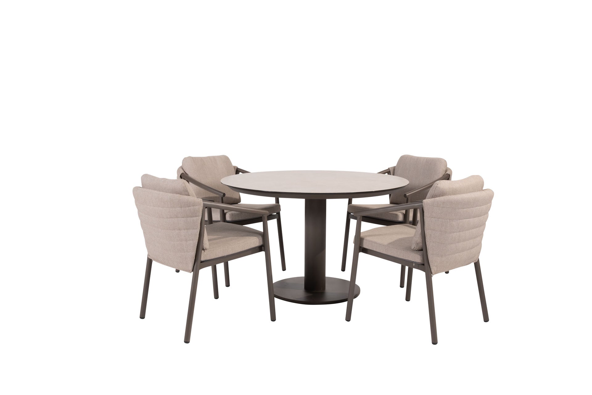 Barolo dining set terre with Sarah dining table printed ceramic top 120 cm terre - Complete Set