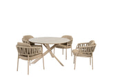 Calma dining set latte with Prado dining table latte 130 cm - Complete Set
