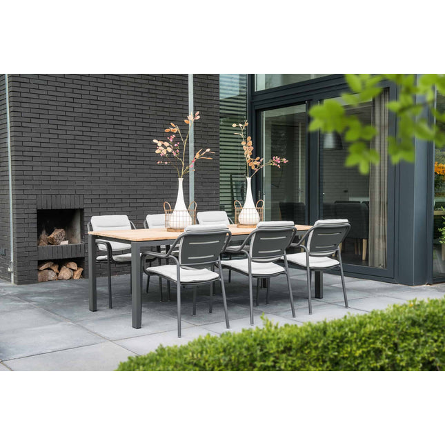4 Seasons Outdoor Goa Teak Tabelle 220 cm Aluminiumbasis