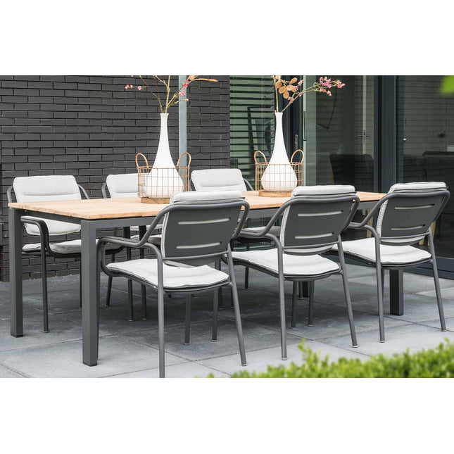 4 Seasons Outdoor Goa Teak Tabelle 220 cm Aluminiumbasis