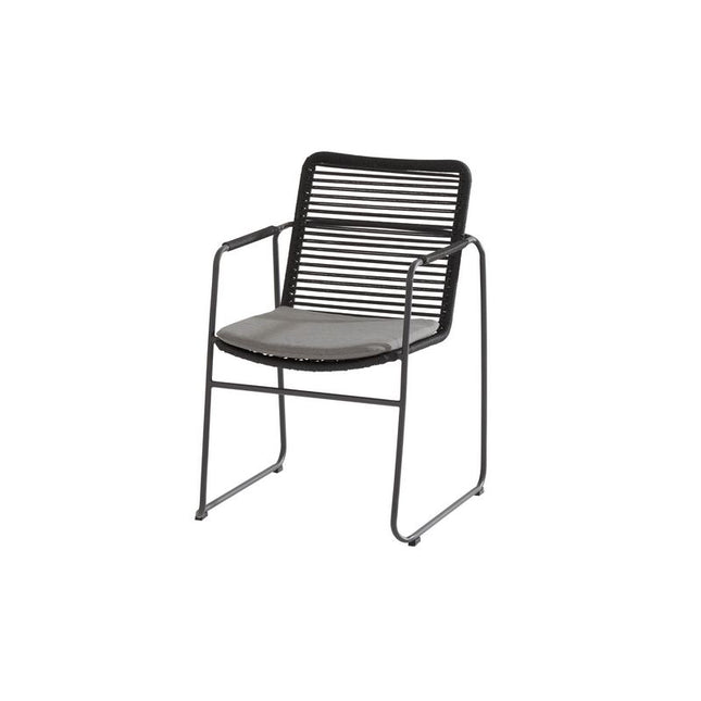 Taste 4SO Elba Dining Gardenstuhl - Stapelbar mit Seil und Edelstahlrahmen in Anthraziten