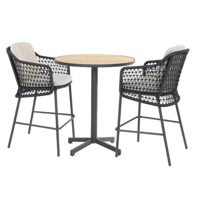4 Seasons Outdoor Tramonti Bar Stuhl Anthrazit + Fiesta Bar Tabelle 90 Ø x 105 cm