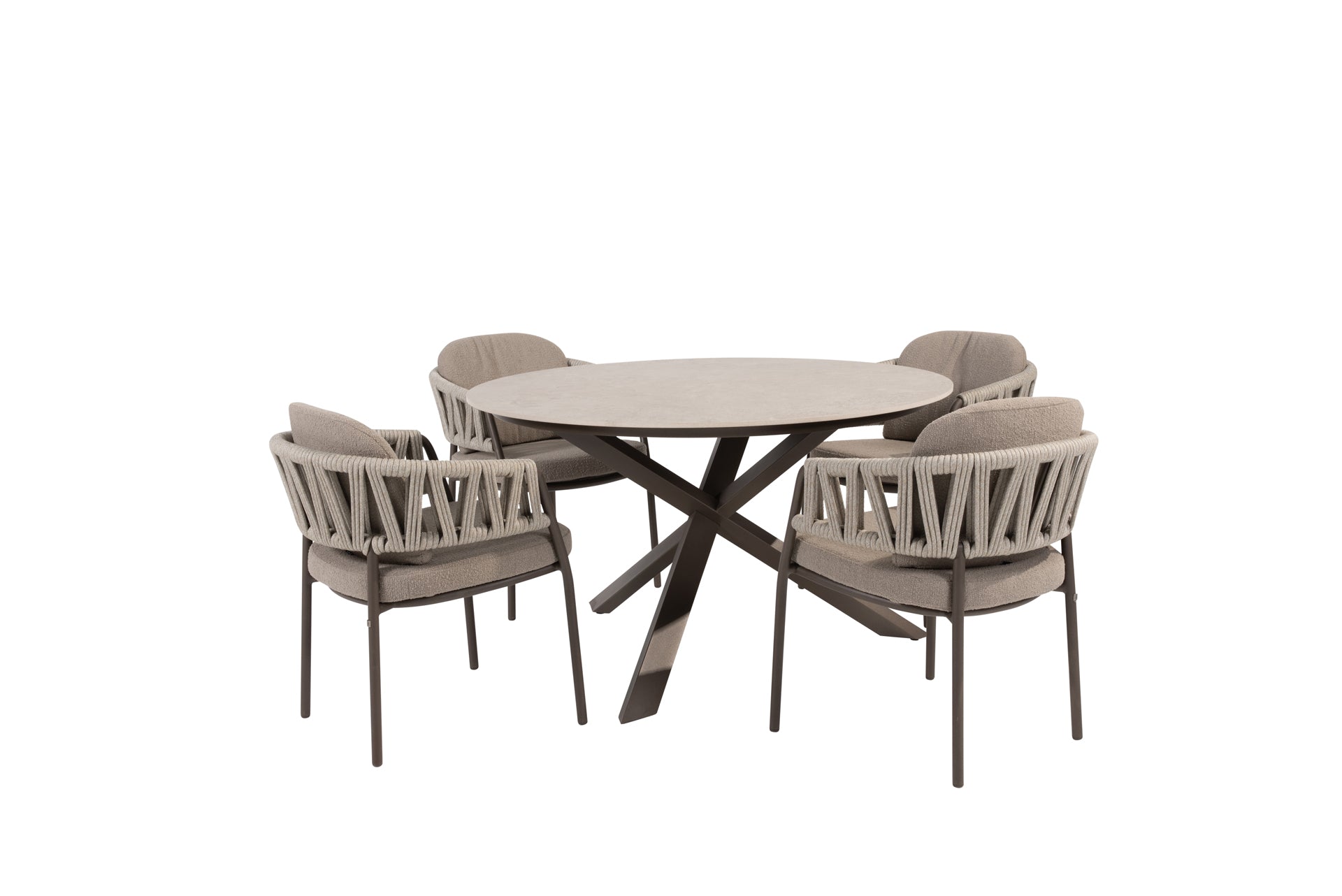 Calma dining set terre with Prado dining table ceramic 130 cm terre - Complete Set