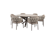 Calma dining set terre with Prado dining table ceramic 160 cm terre - Complete Set