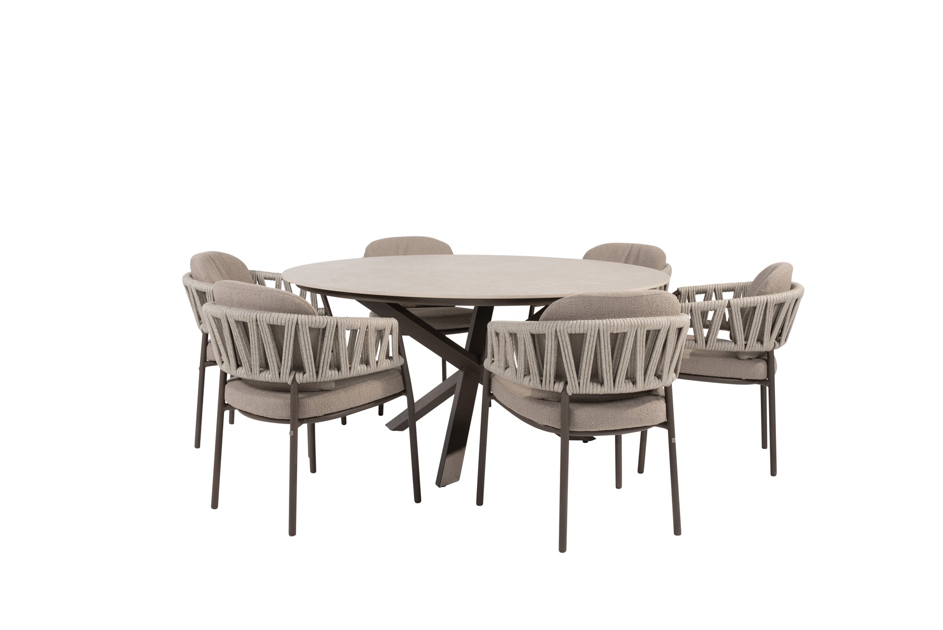 Calma dining set terre with Prado dining table ceramic 160 cm terre - Complete Set