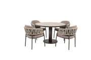 Calma dining set terre with Sarah dining table printed ceramic top 120 cm terre - Complete Set