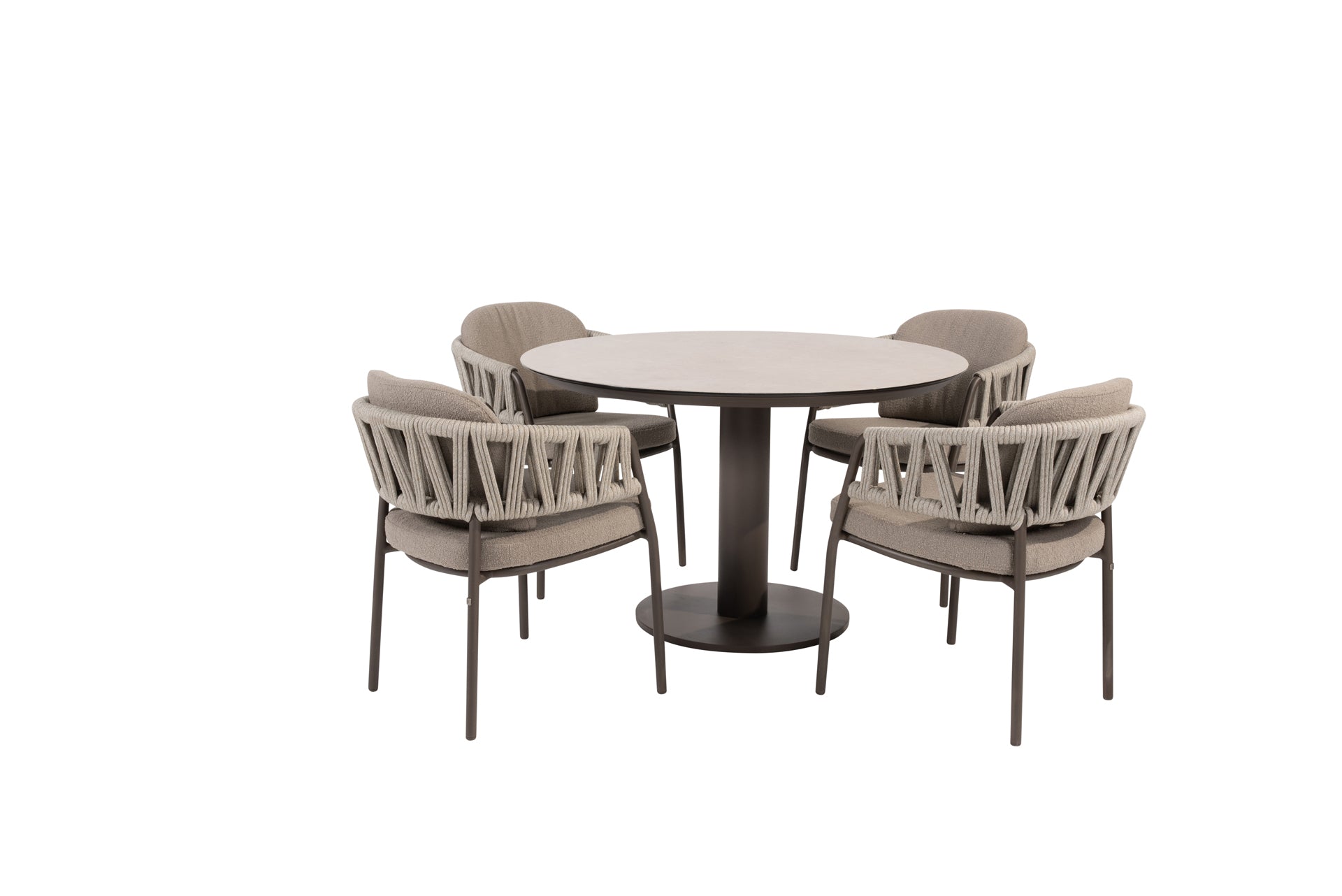 Calma dining set terre with Sarah dining table printed ceramic top 120 cm terre - Complete Set
