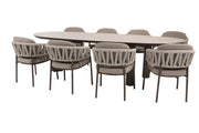 Calma dining set with Denia mango dining table printed ceramic 290x110cm terre - Complete Set