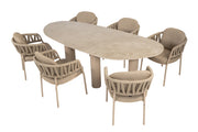 Calma dining set latte with Estate mango shape dining table latte 240 x 110 cm - Complete Set