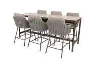 Cannes high dining set terre with Soho high dining table terre 220 x 75 x 95 cm - Complete Set