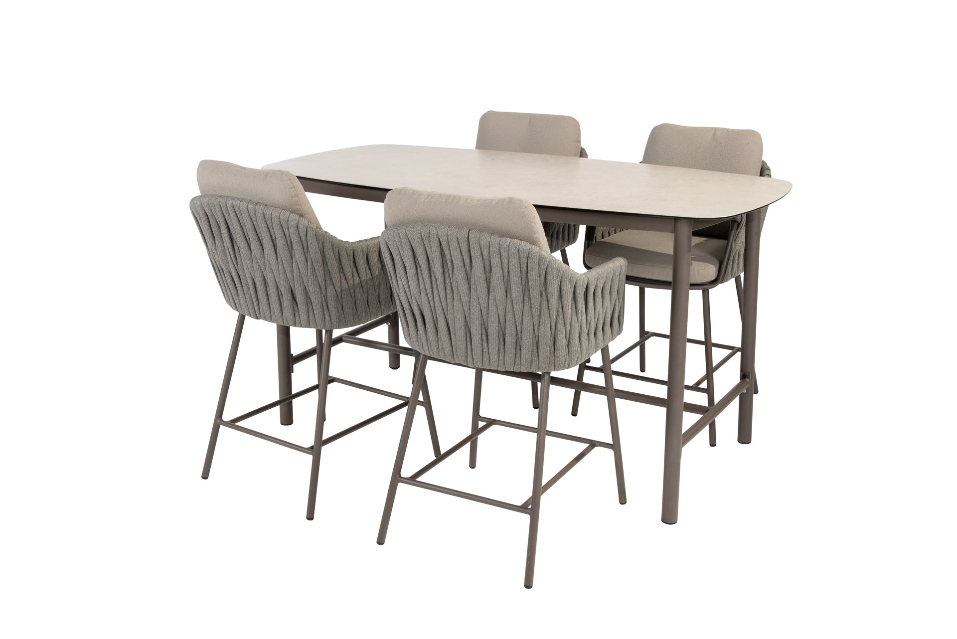 Cannes high dining set terre with Manolo high dining table terre 180 x 90 cm - Complete Set