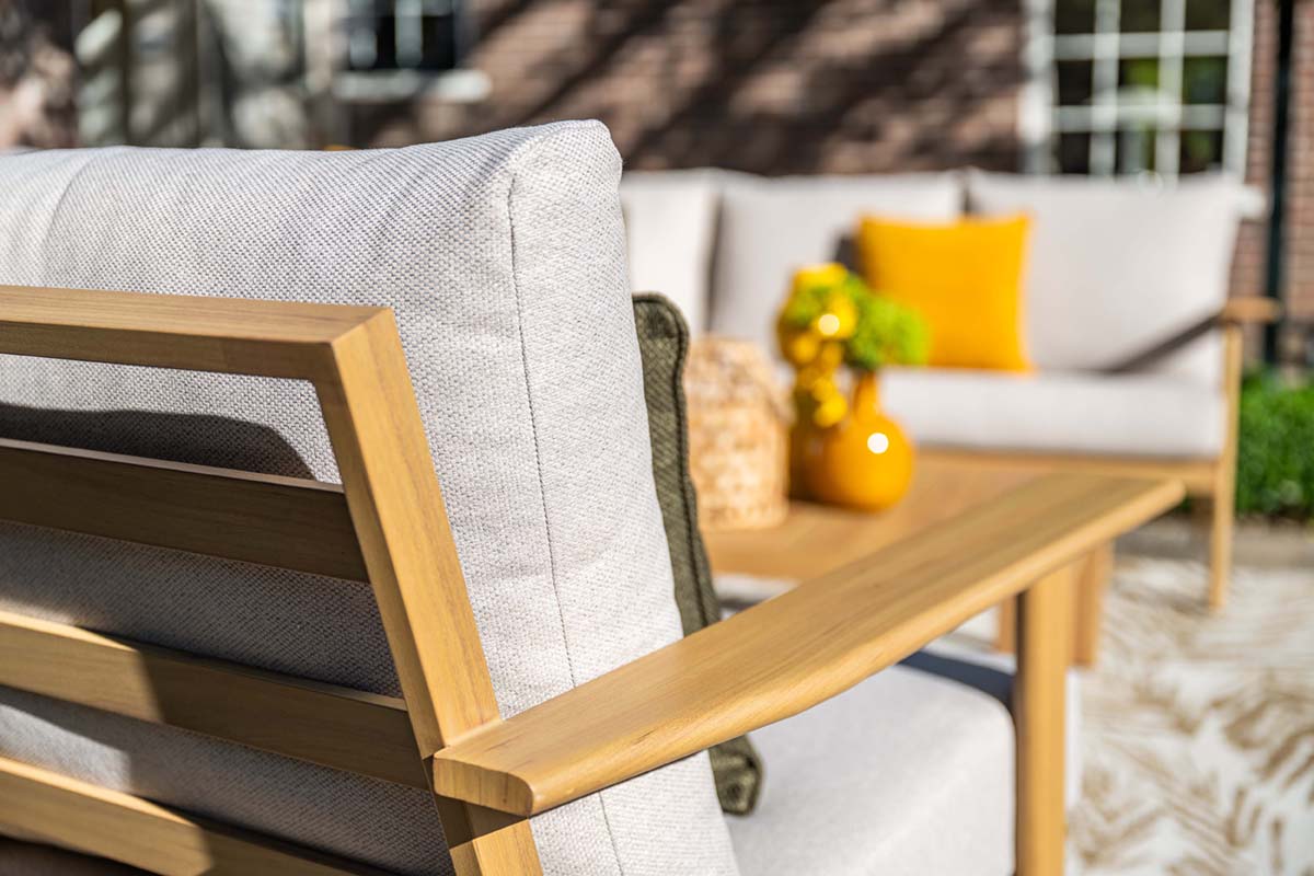 Garden Impressions Chicago loungeset 5-delig aluminium frame teak look - afbeelding 5