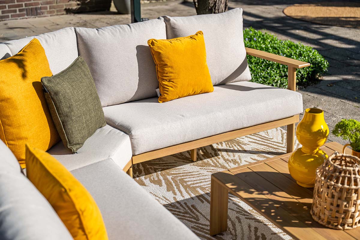 Garden Impressions Chicago loungeset 5-delig aluminium frame teak look - afbeelding 8