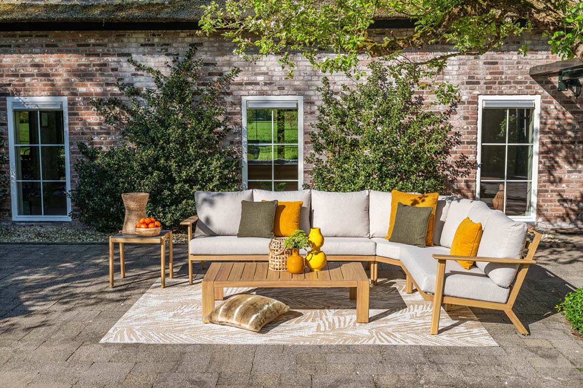 Garden Impressions Chicago loungeset 4-delig aluminium frame teak look - afbeelding 10