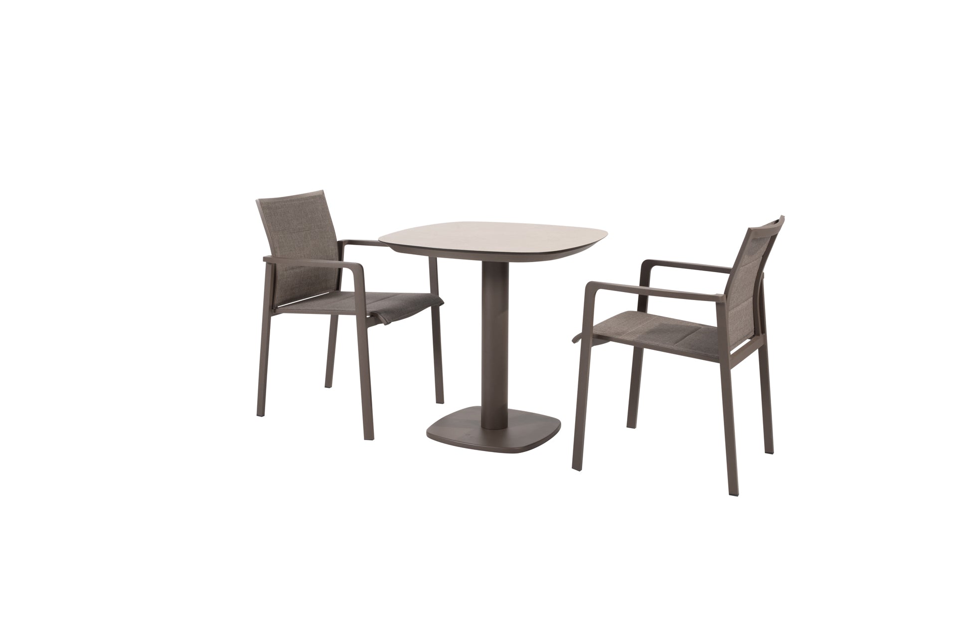 Cortina bistro set terre with Manolo dining table printed ceramic top 75x75 terre - Complete Set