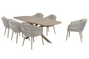 Eva dining set with Prado barrel dining table Latte 240x105cm - Complete Set