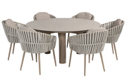 Eva dining set with Donato dining table 160cm Latte - Complete Set