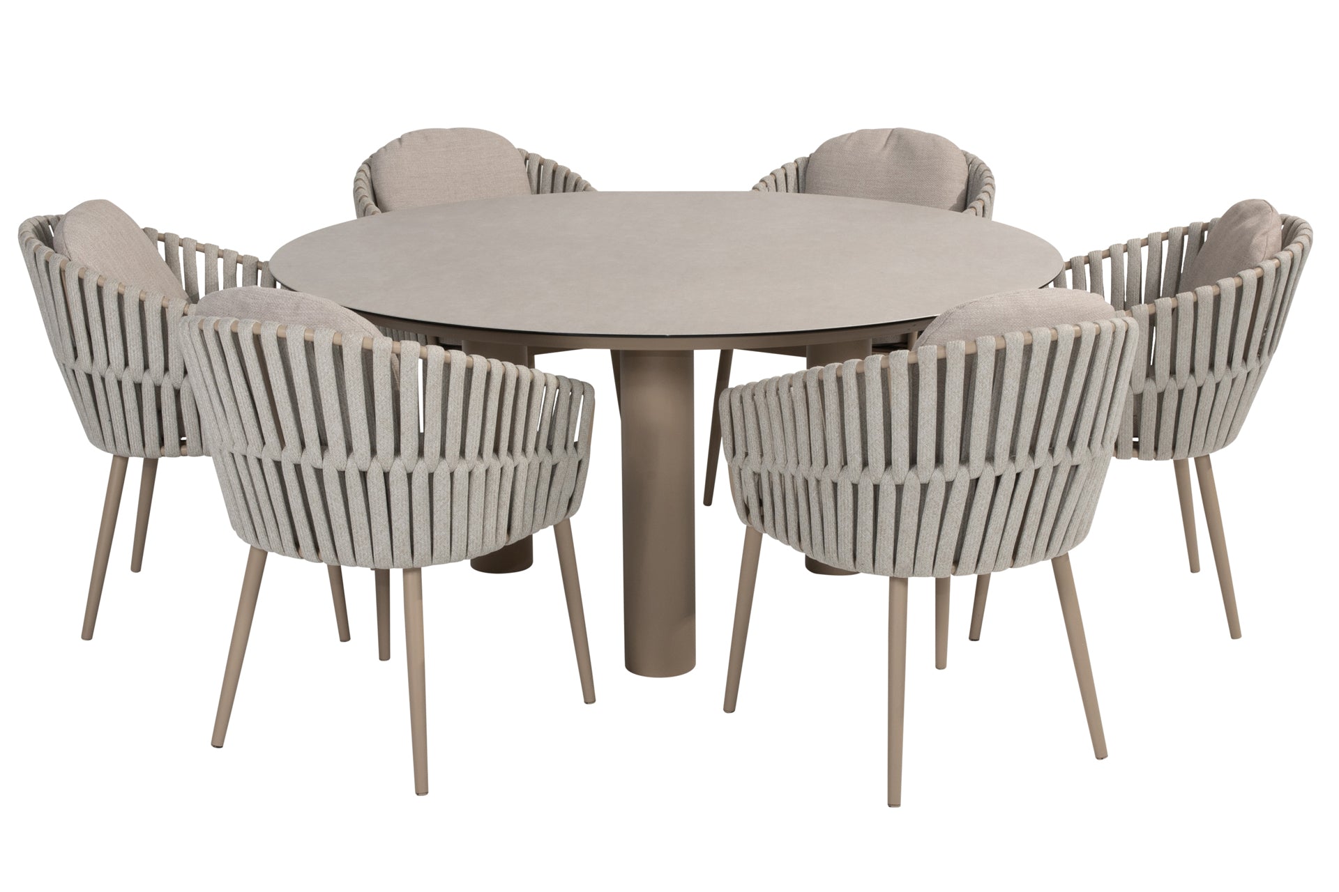 Eva dining set with Donato dining table 160cm Latte - Complete Set
