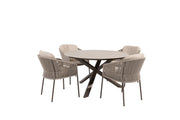 Florence dining set terre with Prado dining table ceramic 130 cm terre legs - Complete Set