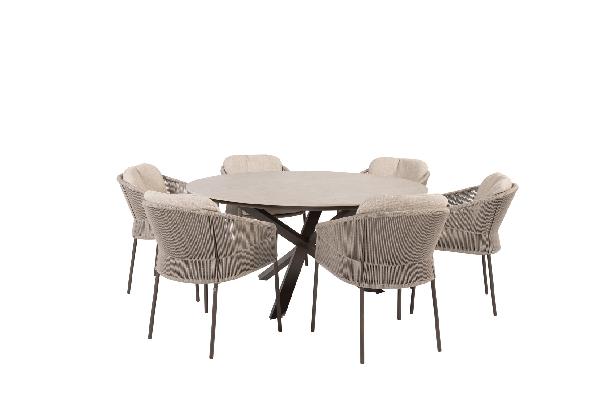 Florence dining set terre with Prado dining table ceramic 160 cm terre legs - Complete Set