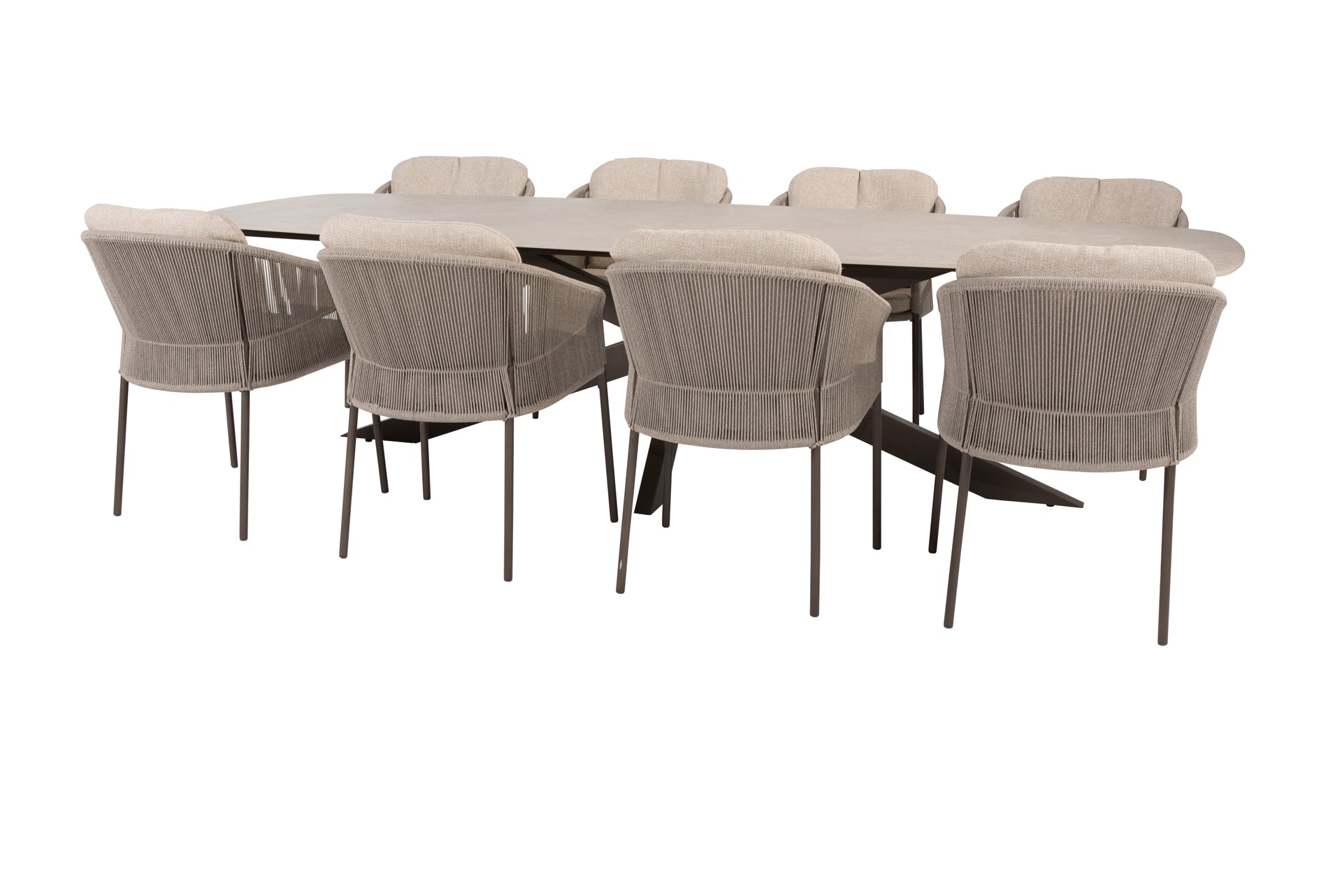 Florence dining set terre with Prado dining table ceramic 300x115cm terre legs - Complete Set