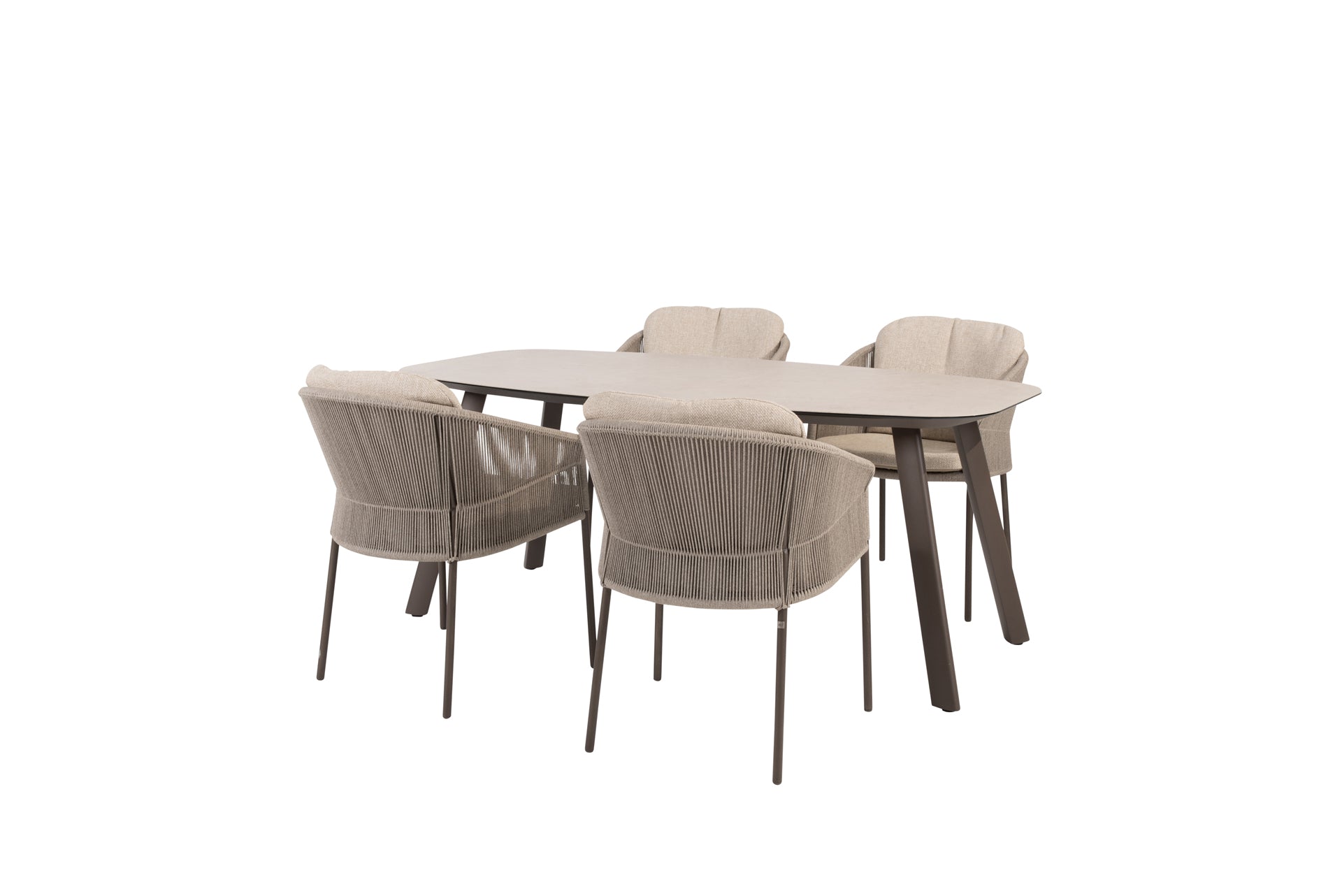 Florence dining set terre with Manolo dining table printed ceramic 180x95cm terre - Complete Set