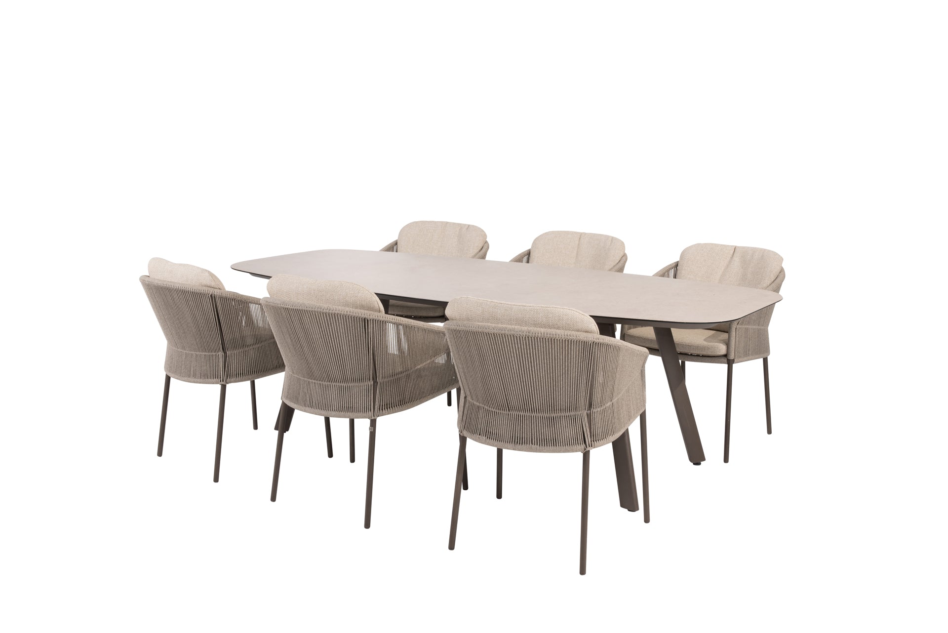 Florence dining set terre with Manolo dining table ceramic 240x103cm terre - Complete Set