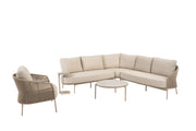 Florence modular corner lounge set latte with lounge chair and Vic table - Complete Set