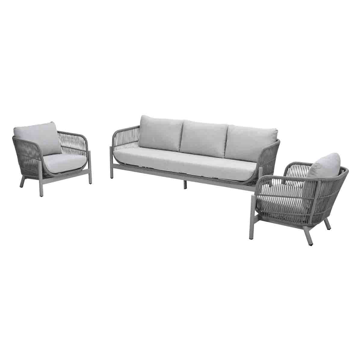 Garden Impressions Catanzaro loungeset 3-delig aluminium frame met rope - afbeelding 3