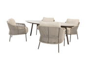 Florence low dining set terre with Salute low dining table ceramic ellips terre 220 x 105 x 69 cm - Complete Set