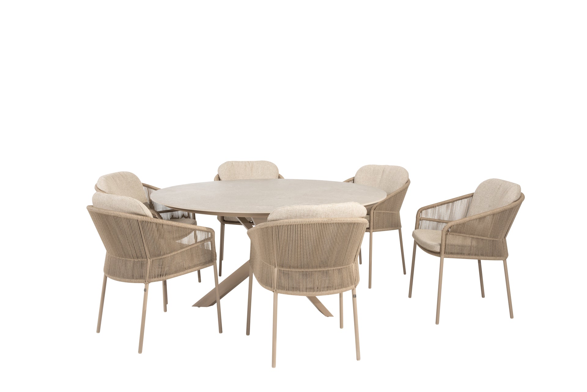 Florence dining set latte with Prado dining table latte 160 cm - Complete Set