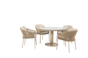 Florence dining set latte with Sarah dining table latte printed ceramic 120cm - Complete Set