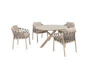 Piacenza dining set latte with Prado dining table latte 130 cm - Complete Set