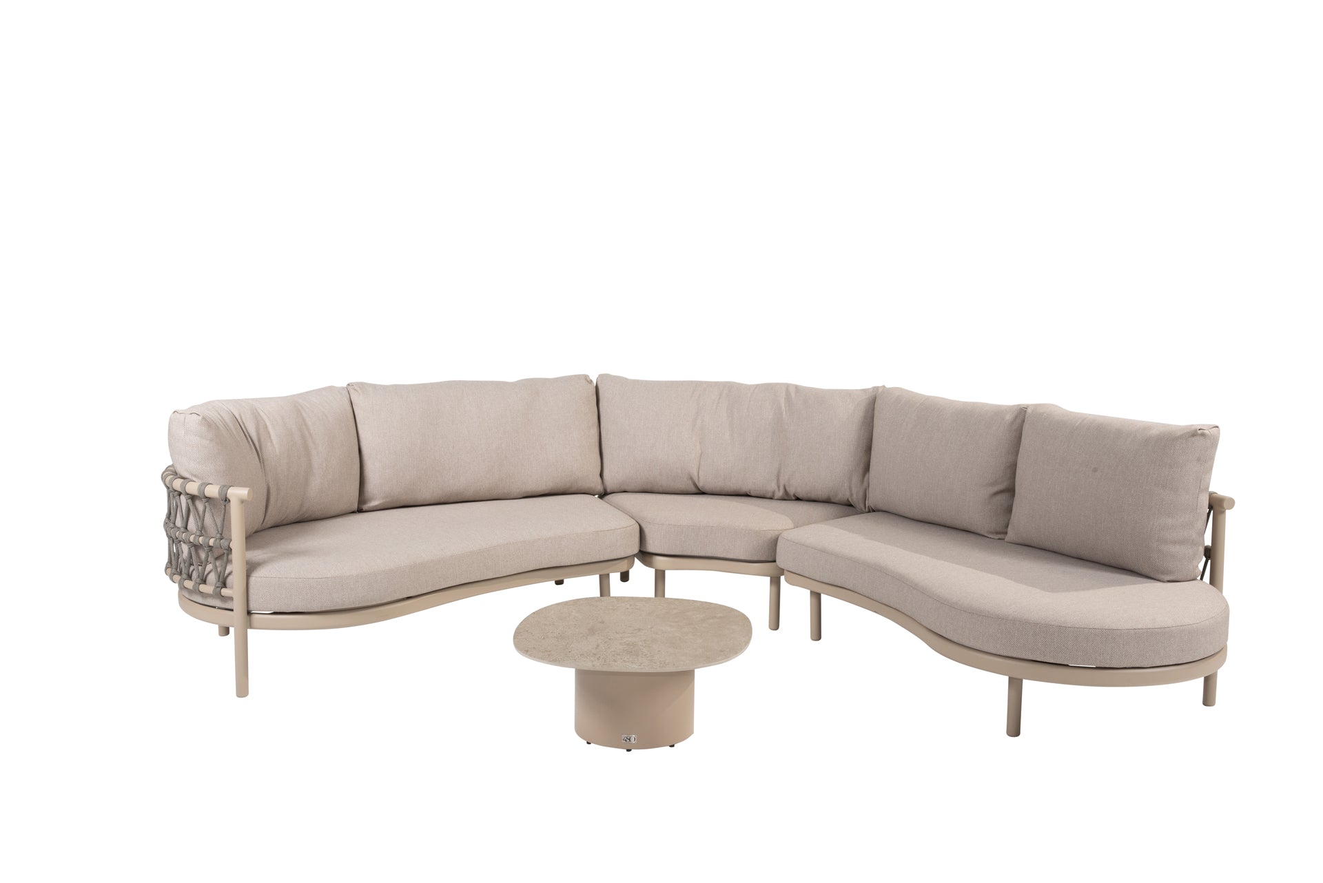 Piacenza modular corner lounge set latte with Sofie table - Complete Set