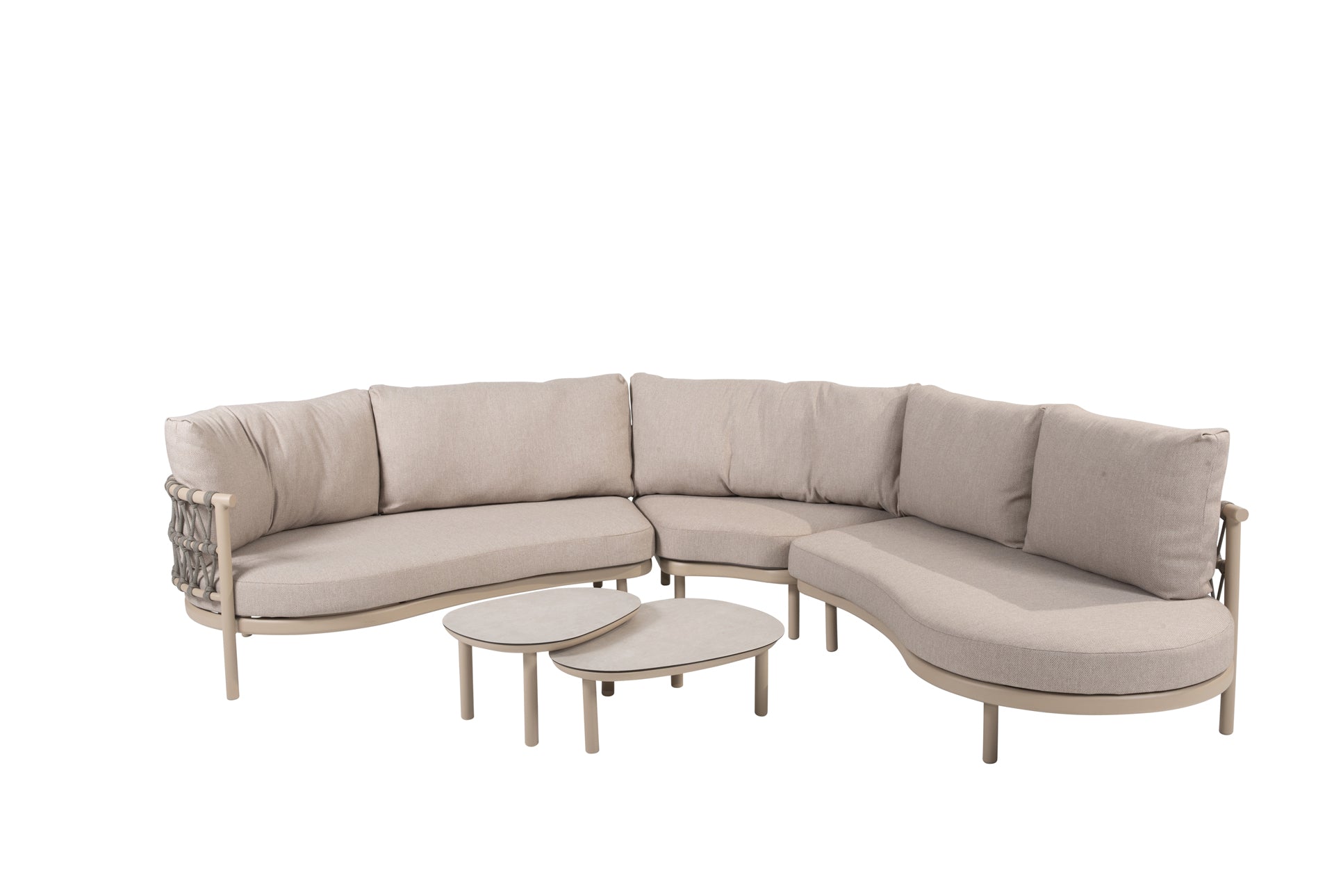 Piacenza modular corner lounge set latte with Monroe tables - Complete Set
