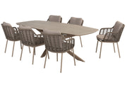 Puglia dining set with Prado barrel dining table Latte 240x105cm - Complete Set