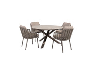 Puglia dining set terre with Prado dining table ceramic 130 cm terre legs - Complete Set