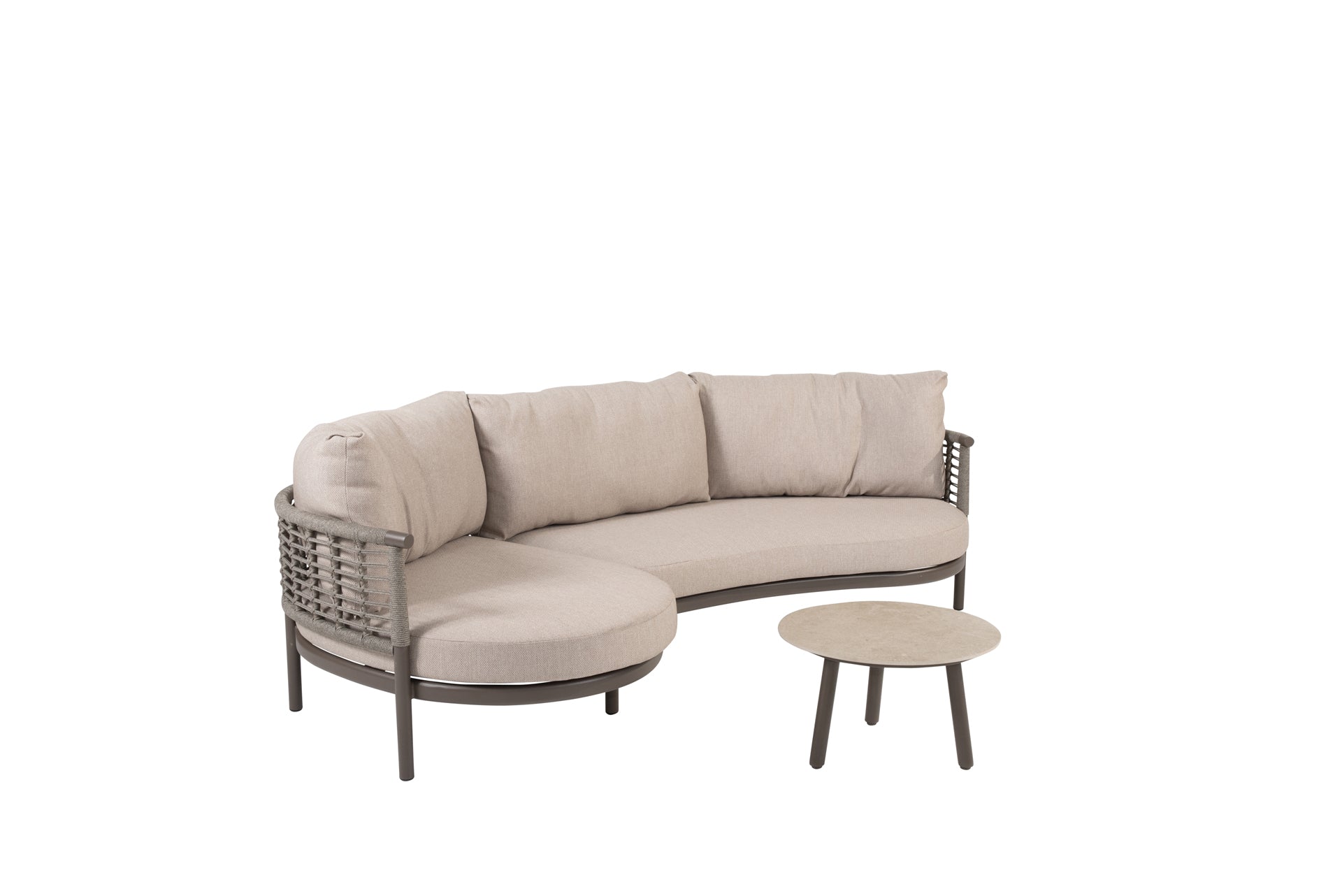Puglia modular chaise longue terre with Salute table round - Complete Set