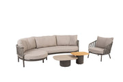 Puglia modular chaise longue terre with lounge chair and Demi tables - Complete Set