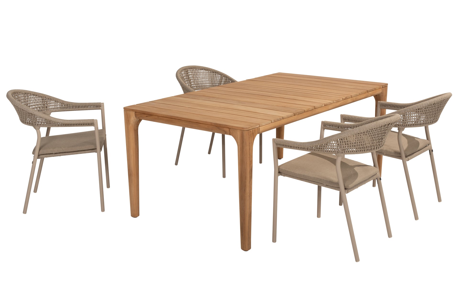 Sienna dining set Latte with Liam table teak 180x100cm - Complete Set