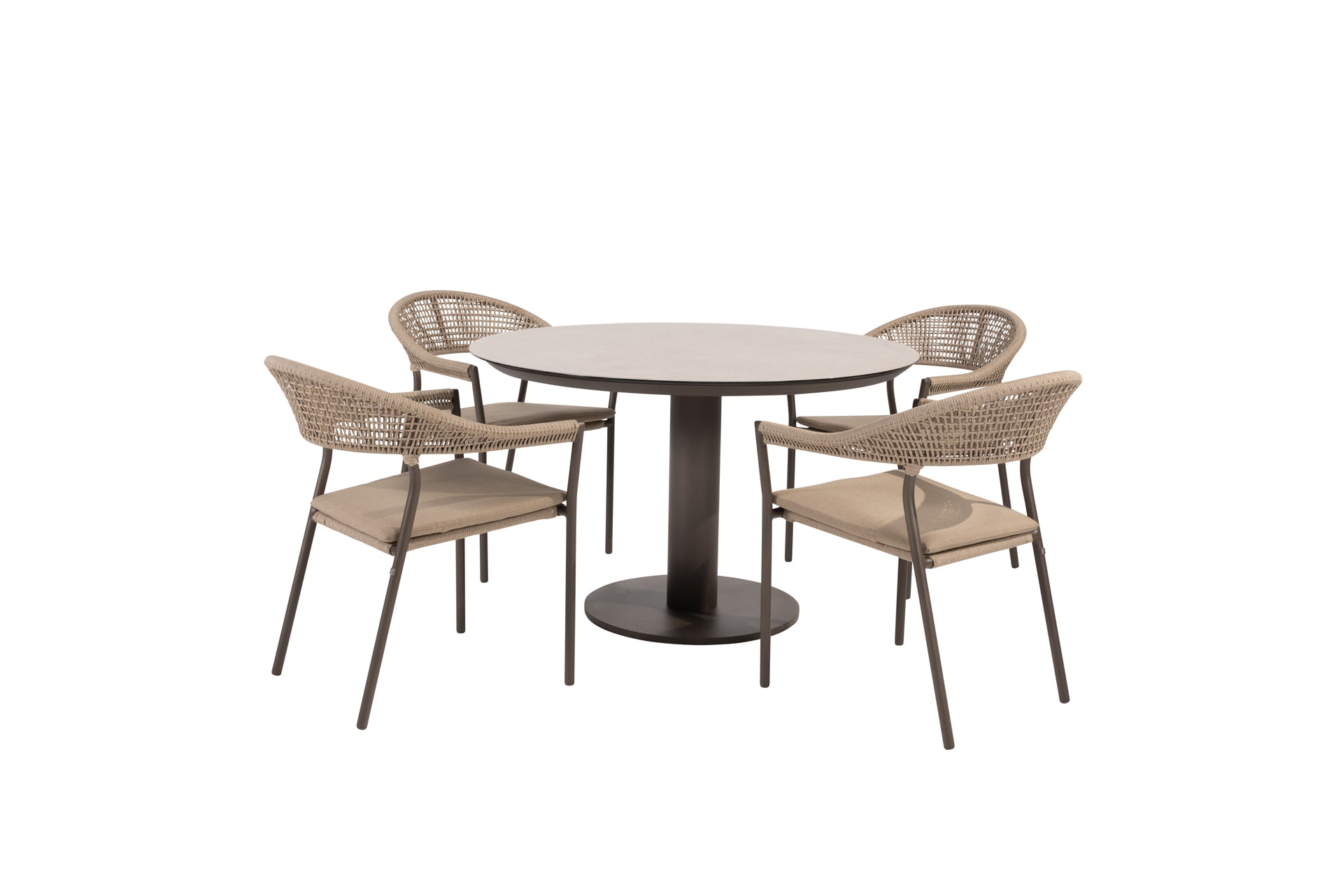 Sienna dining set terre with Sarah dining table printed ceramic top 120 cm terre - Complete Set
