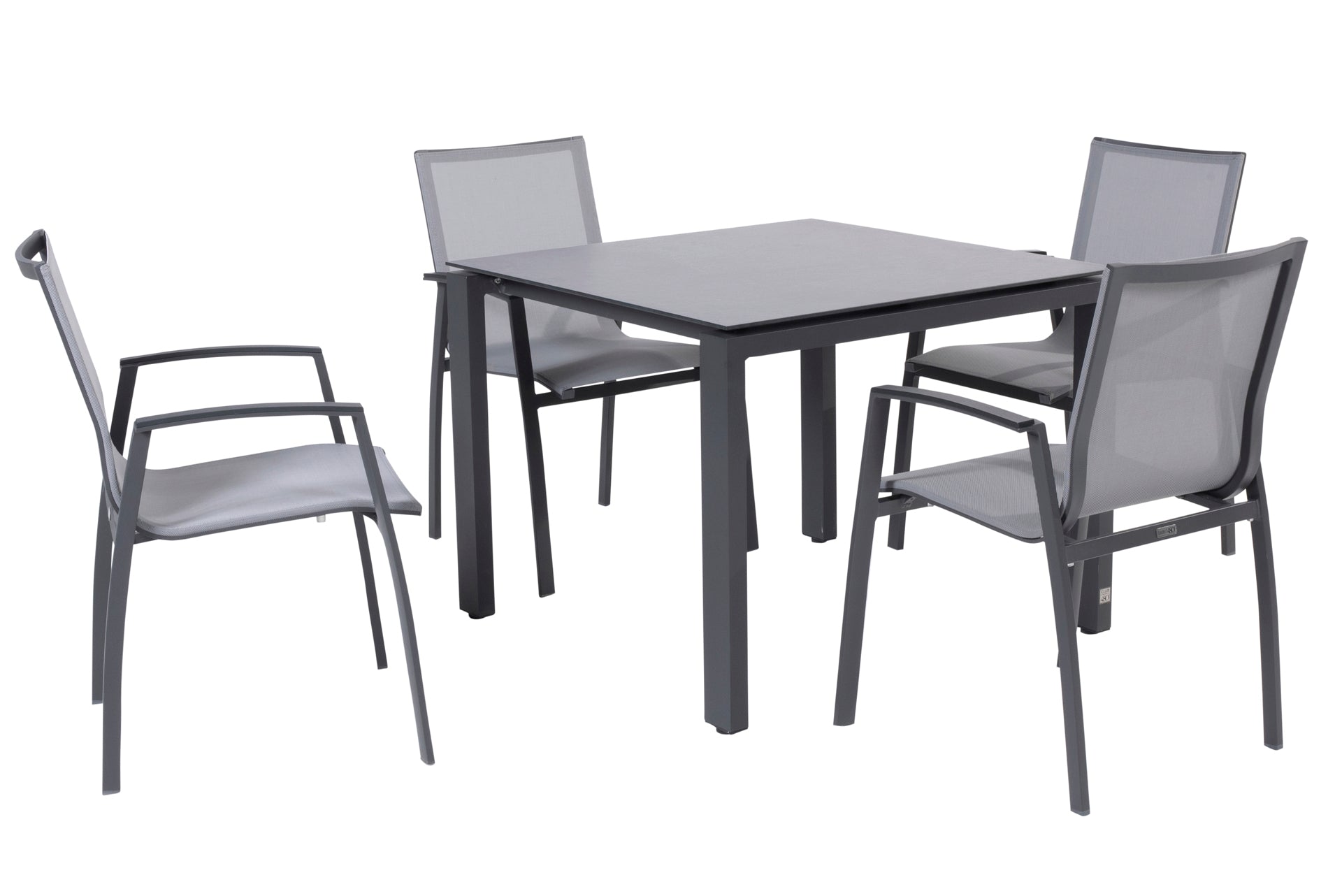 Torino dining set anthracite with Goa table 95x95cm HPL slate anthracite - Complete Set