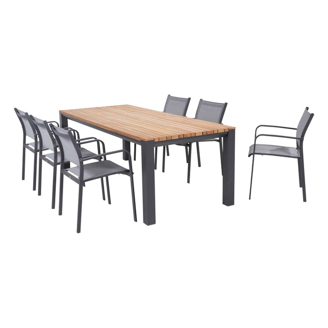 Taste 4SO Tosca Dining Anthrazit + Ridge Teak Tabelle 220 cm