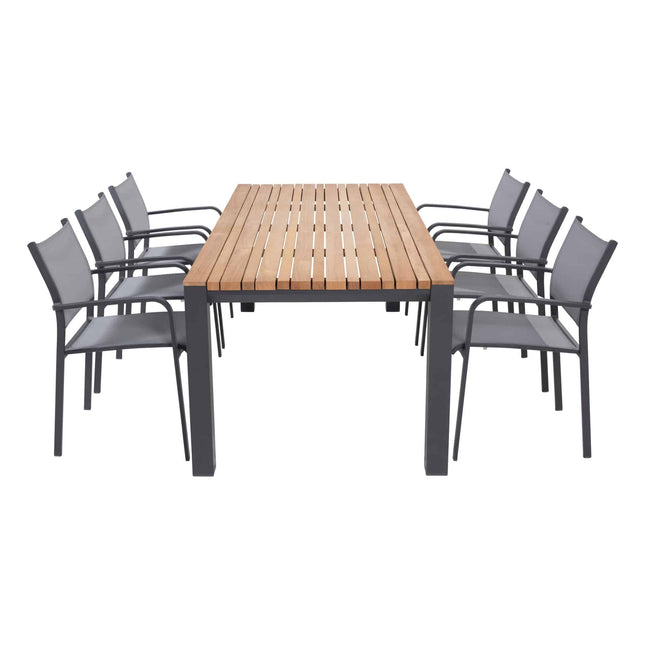 Taste 4SO Tosca Dining Anthrazit + Ridge Teak Tabelle 220 cm