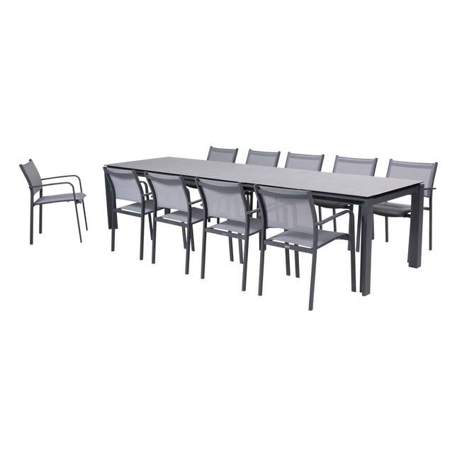 Taste 4SO Tosca Dining Anthrazit + Optimales Verschiebungstisch Keramik 220-280-340 cm
