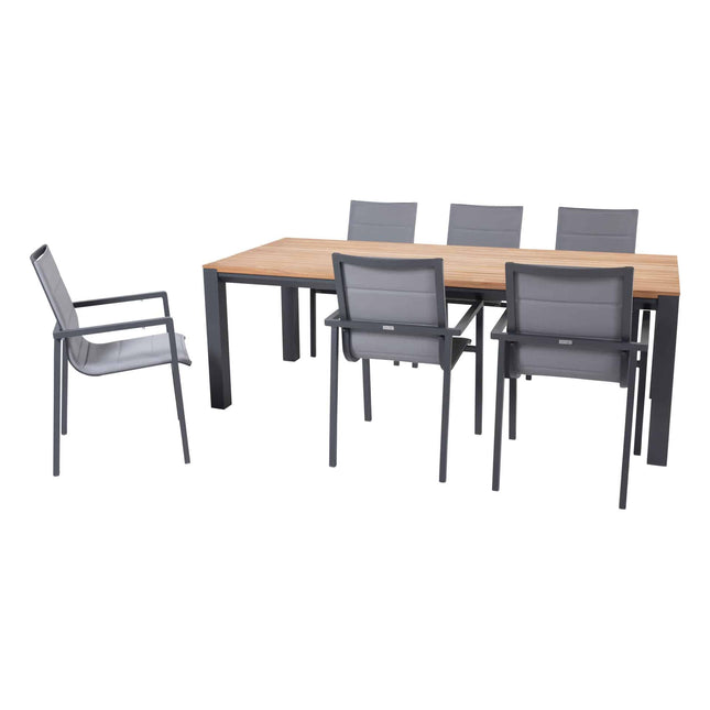 Taste 4SO Bari Stackable Essstuhl + Kammtisch Anthrazit 220 cm