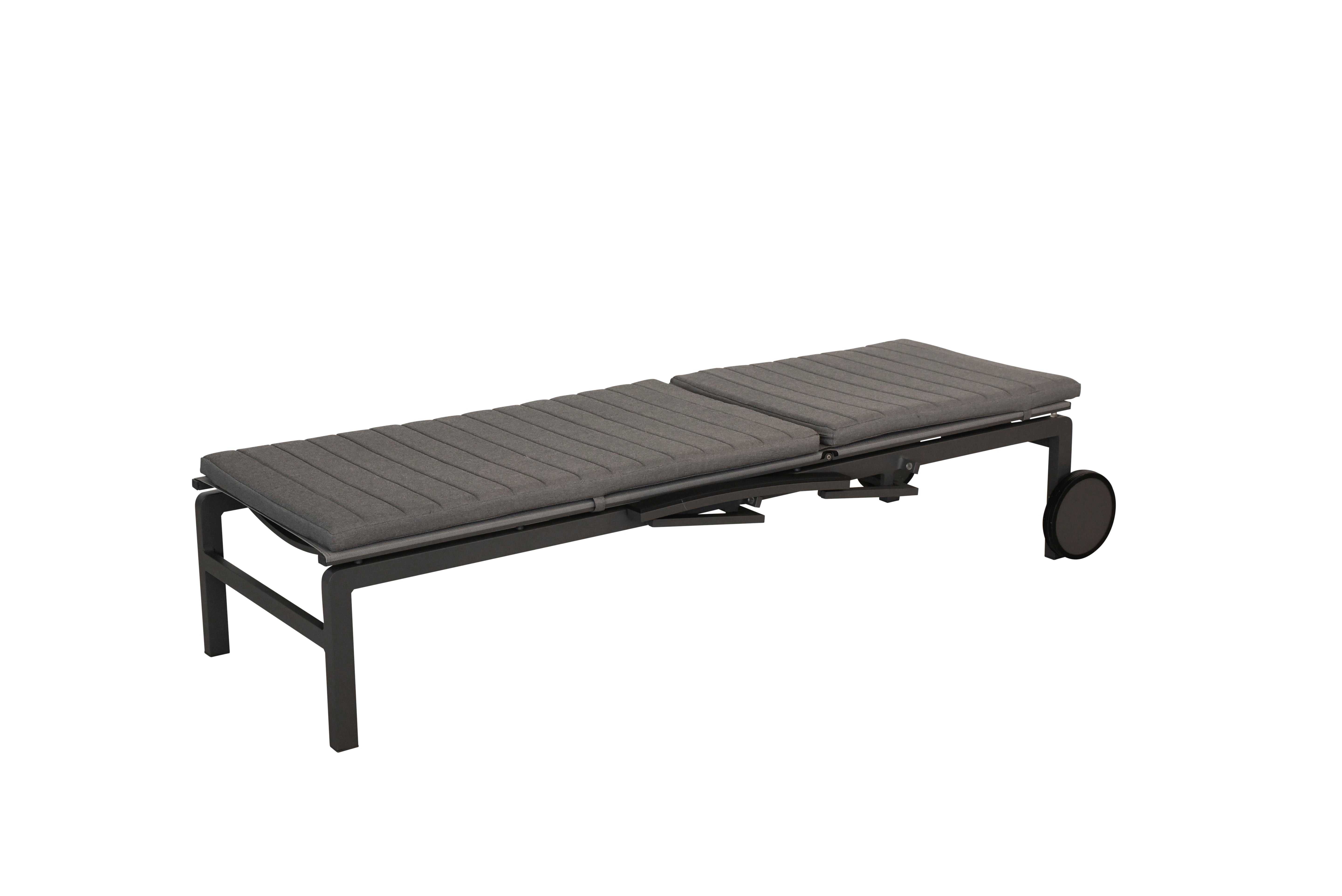 Regina sunbed with reclining arms and wheels Matt Carbon - view 4