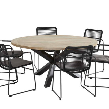 Taste 4SO Louvre Teak Tabelle 160 Ø CM Aluminiumbasis