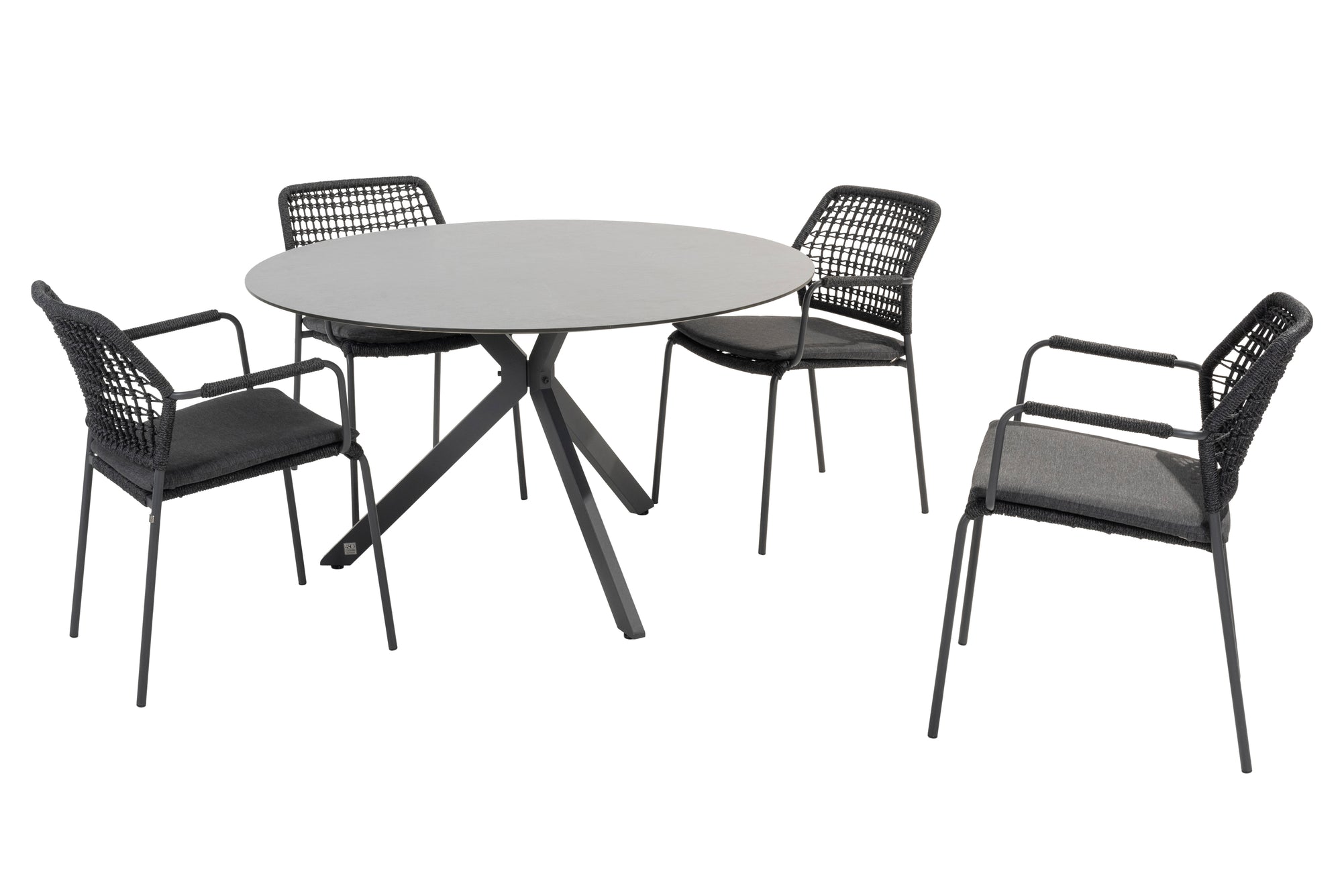 4 Seasons Outdoor Barista dining set Anthracite with Locarno table 130cm HPL slate anthracite - Image 1